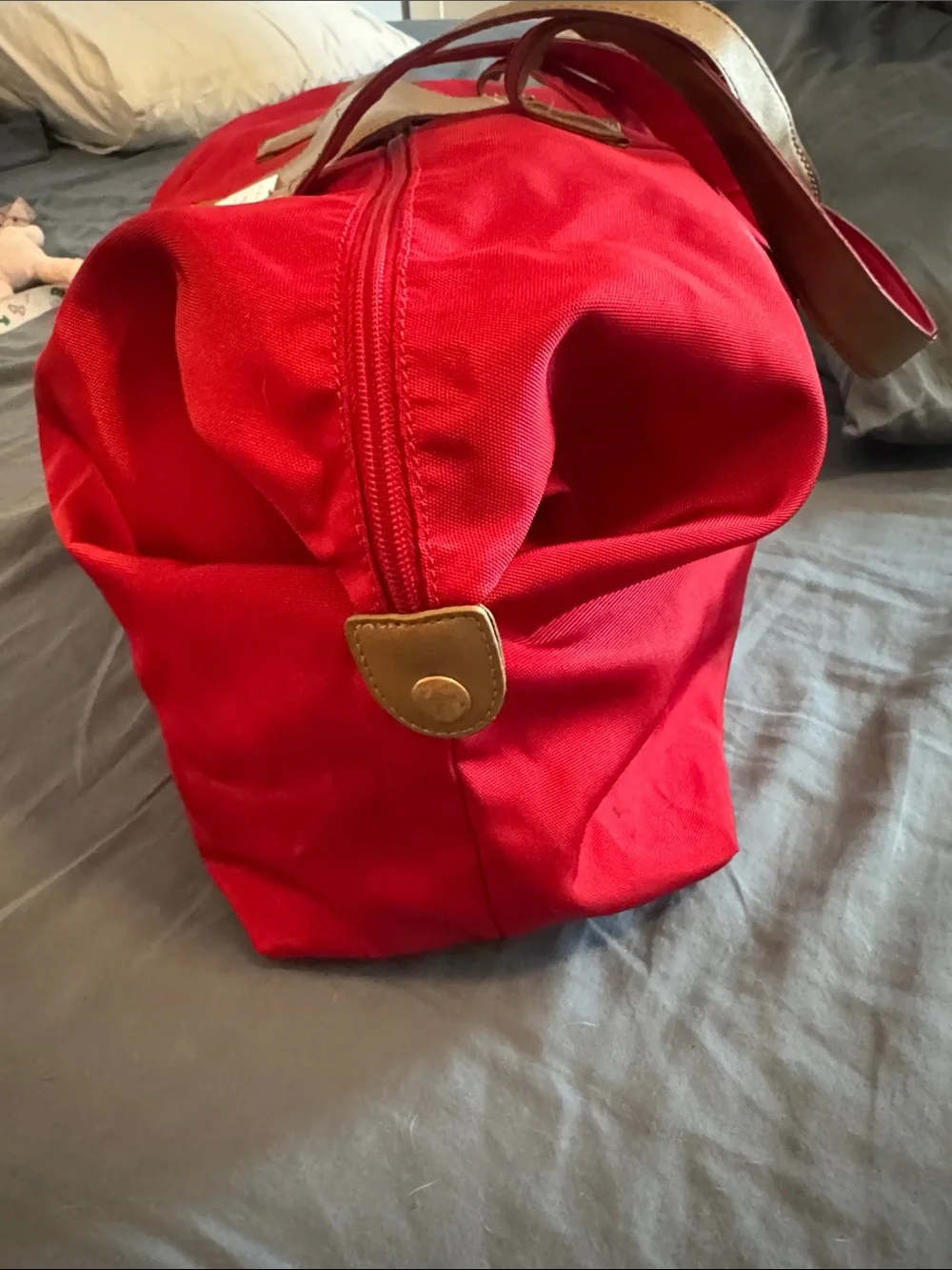 Liz Claiborne Red Nylon Tote with Gold Accents